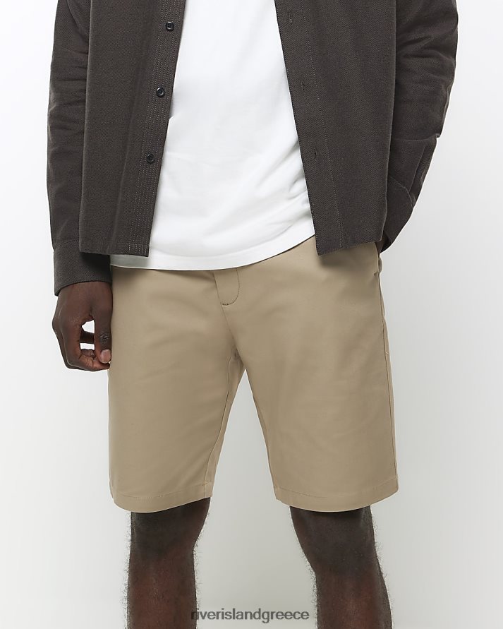 River Island ενδύματα μπεζ άνδρες slim fit chino short B6N8X5413
