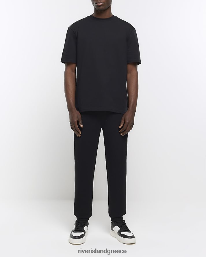 River Island ενδύματα μαύρος άνδρες έξυπνοι τζόγκερ με μανσέτες από νεοπρένιο σε λεπτή εφαρμογή B6N8X2684