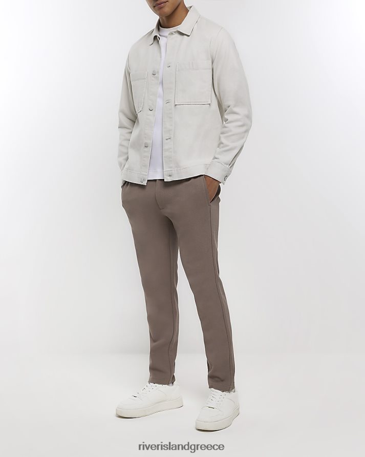River Island ενδύματα πέτρα άνδρες slim fit twill έλκεται σε έξυπνους joggers B6N8X2982