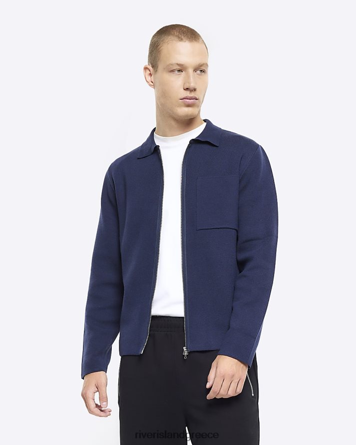 River Island ενδύματα ΠΟΛΕΜΙΚΟ ΝΑΥΤΙΚΟ άνδρες λεπτή πλεκτή ζακέτα με φερμουάρ B6N8X2445