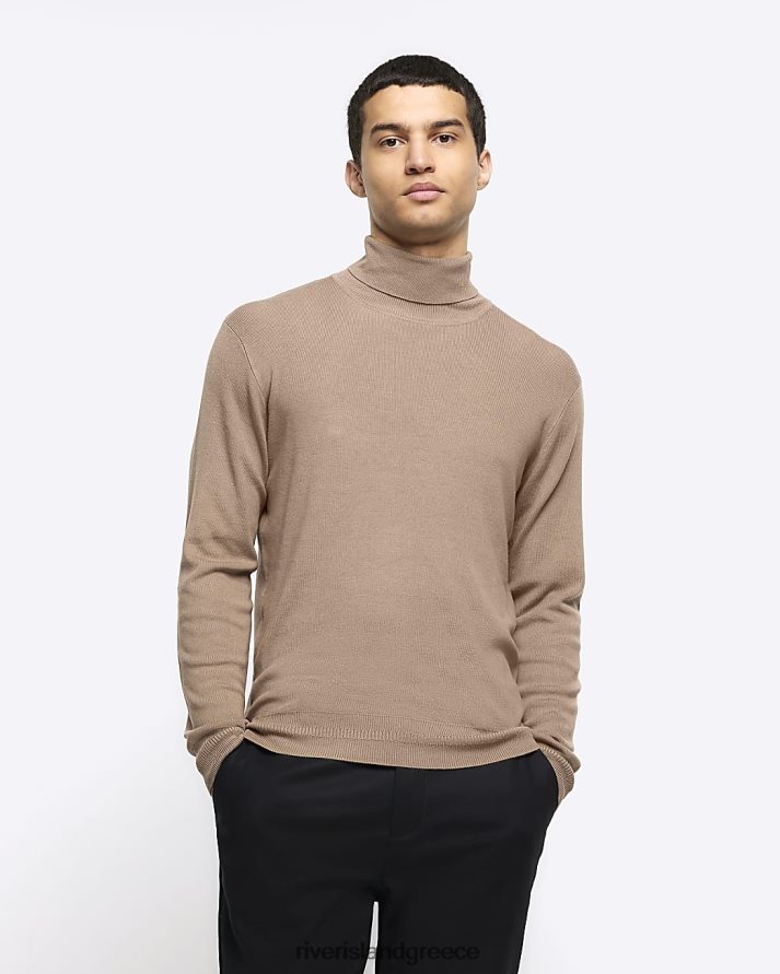 River Island ενδύματα πέτρα άνδρες λεπτή εφαρμογή σε ρολό λαιμόκοψη B6N8X2600