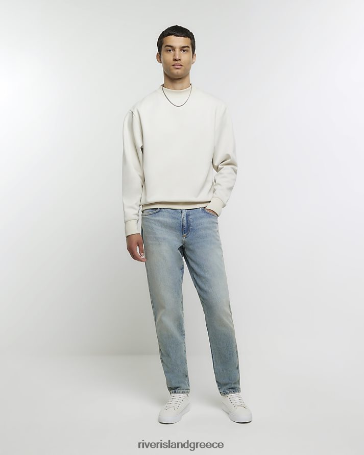 River Island ενδύματα μπλε άνδρες ξεθωριασμένα τζιν με κωνική εφαρμογή B6N8X2854