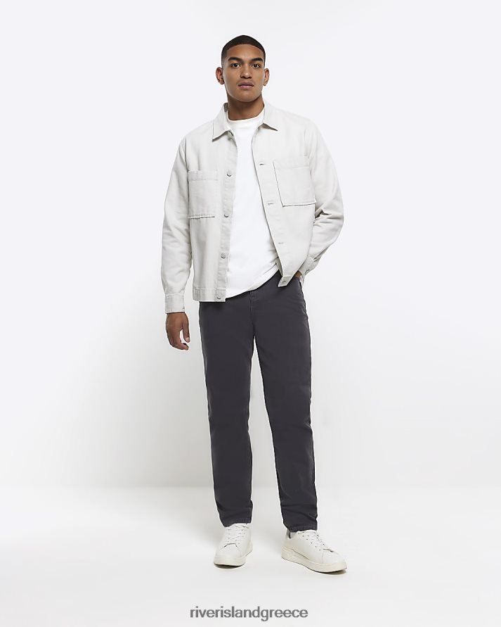 River Island ενδύματα γκρί άνδρες τζιν με κωνική εφαρμογή B6N8X2926