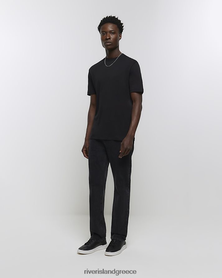 River Island ενδύματα μαύρος άνδρες τζιν σε ίσια εφαρμογή B6N8X5443