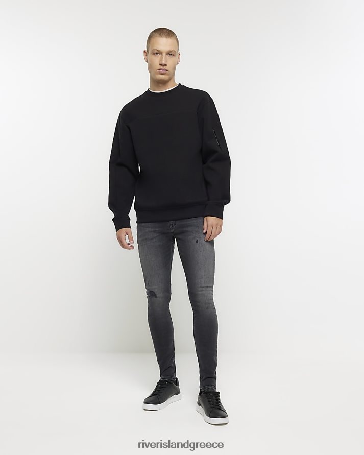 River Island ενδύματα μαύρος άνδρες σπρέι σε σούπερ στενή εφαρμογή σκισμένο τζιν B6N8X5497