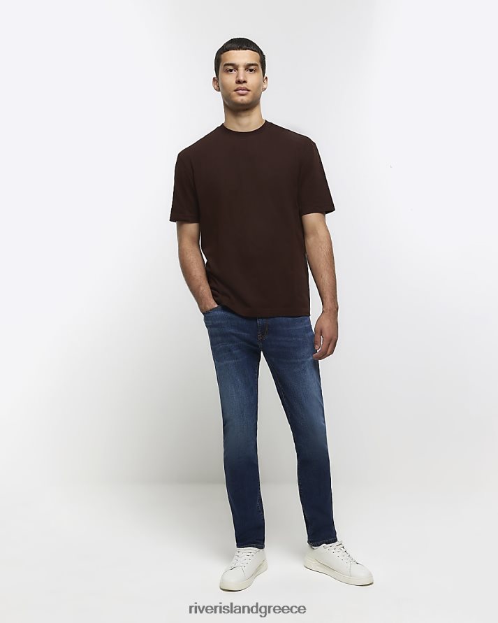 River Island ενδύματα σκούρο μπλε άνδρες στενό τζιν B6N8X5570