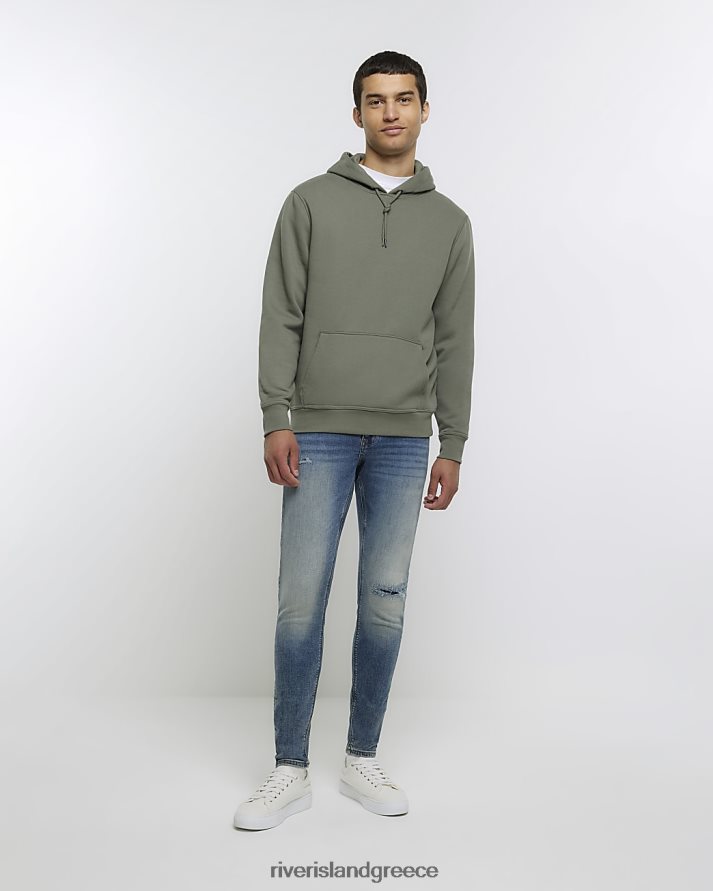 River Island ενδύματα μπλε άνδρες σπρέι σε σούπερ στενό σκισμένο τζιν B6N8X5608