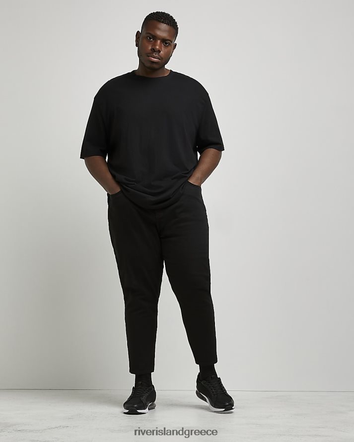 River Island ενδύματα μαύρος άνδρες μεγάλο & ψηλό κωνικό cropped τζιν B6N8X5966