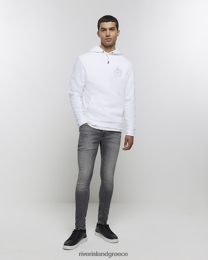 River Island ενδύματα γκρί άνδρες σούπερ skinny σπρέι σε ξεθωριασμένα τζιν B6N8X5424