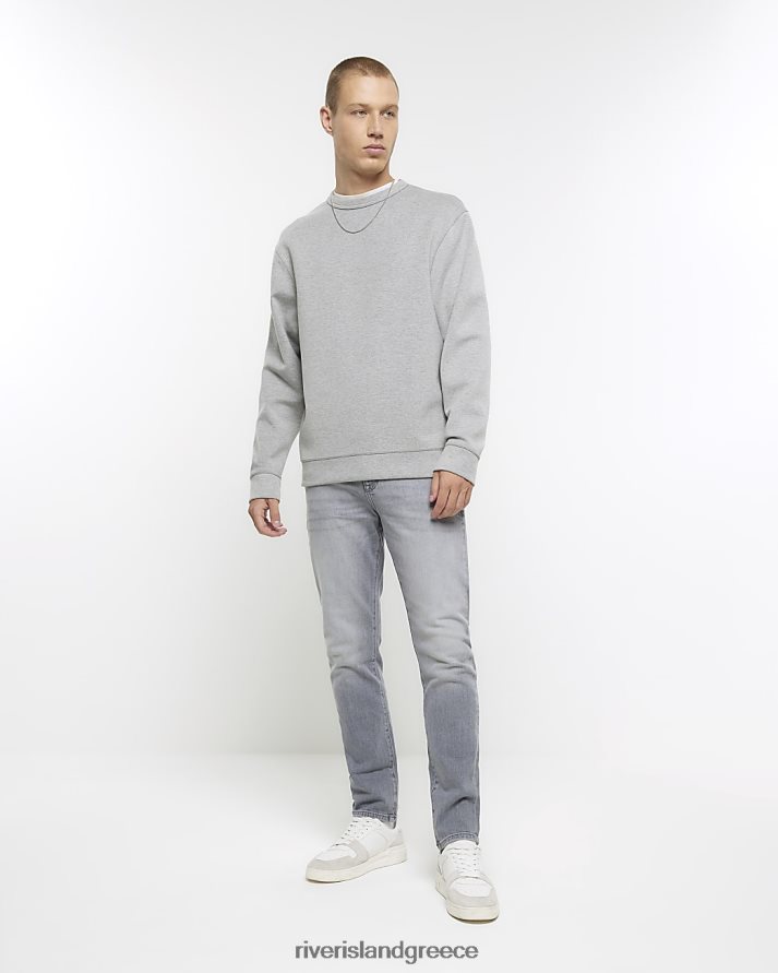 River Island ενδύματα γκρί άνδρες skinny fit ξεθωριασμένα τζιν B6N8X5563