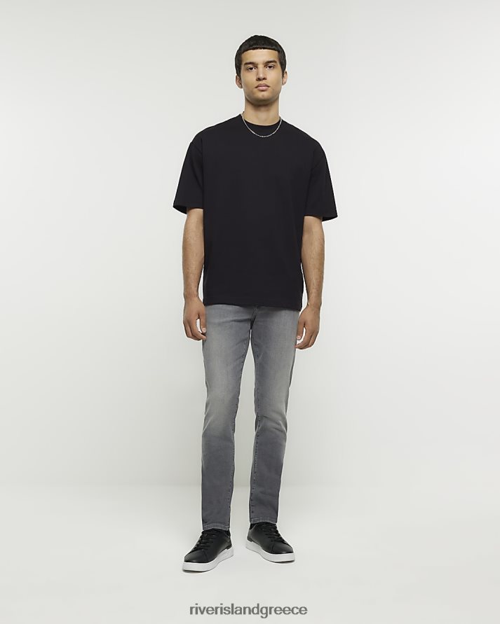 River Island ενδύματα γκρί άνδρες skinny fit ξεθωριασμένα τζιν B6N8X5627
