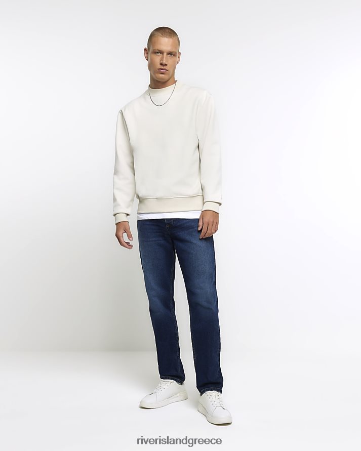 River Island ενδύματα σκούρο μπλε άνδρες slim fit πλυμένο τζιν B6N8X2499