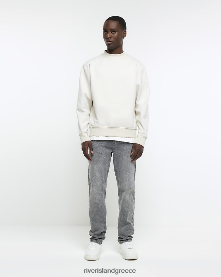 River Island ενδύματα γκρί άνδρες slim fit ξεθωριασμένο τζιν B6N8X2905