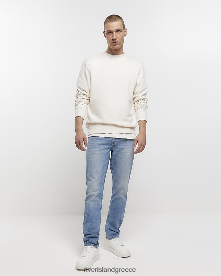 River Island ενδύματα γαλάζιο άνδρες slim fit ξεθωριασμένο τζιν B6N8X2906