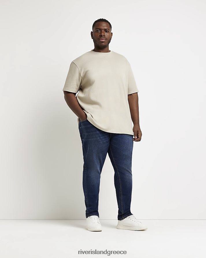 River Island ενδύματα μπλε άνδρες μεγάλο & ψηλό slim fit ξεθωριασμένο τζιν B6N8X3165