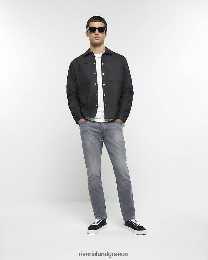 River Island ενδύματα γκρί άνδρες slim fit ξεθωριασμένο τζιν B6N8X5383