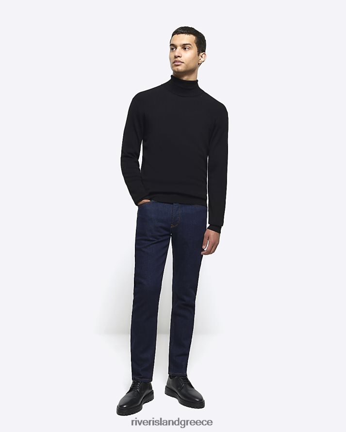 River Island ενδύματα σκούρο μπλε άνδρες slim fit τζιν B6N8X5451