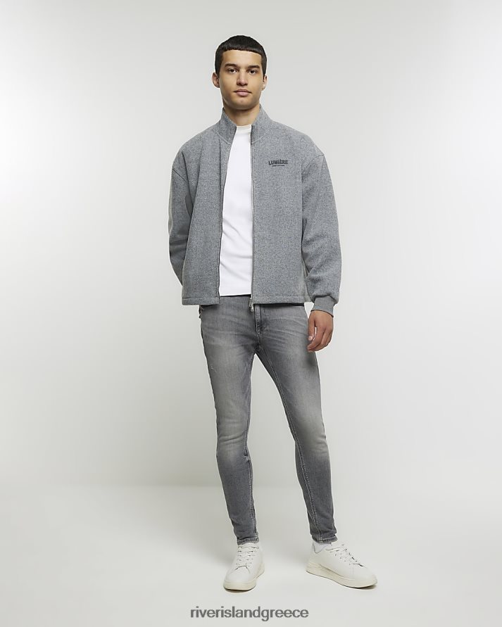 River Island ενδύματα γκρί άνδρες σπρέι σε super skinny fit τζιν B6N8X2475